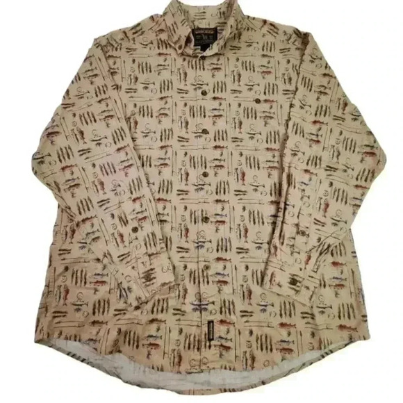 John Rich and Bros Woolrich Mens L Large Fishing Button Front Shirt - Picture 1 of 5